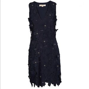 Michael Kors Floral Appliqué Lace Dress Black